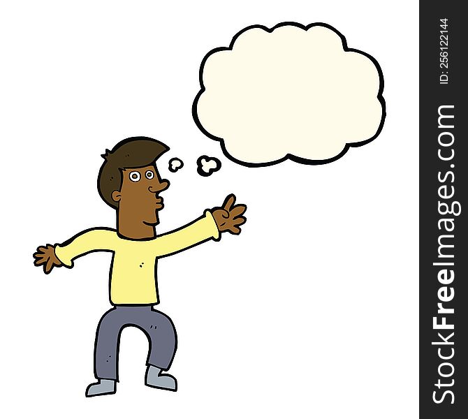Cartoon Reaching Man With Thought Bubble