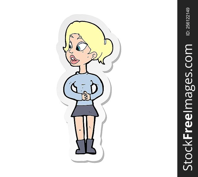 sticker of a cartoon girl talking