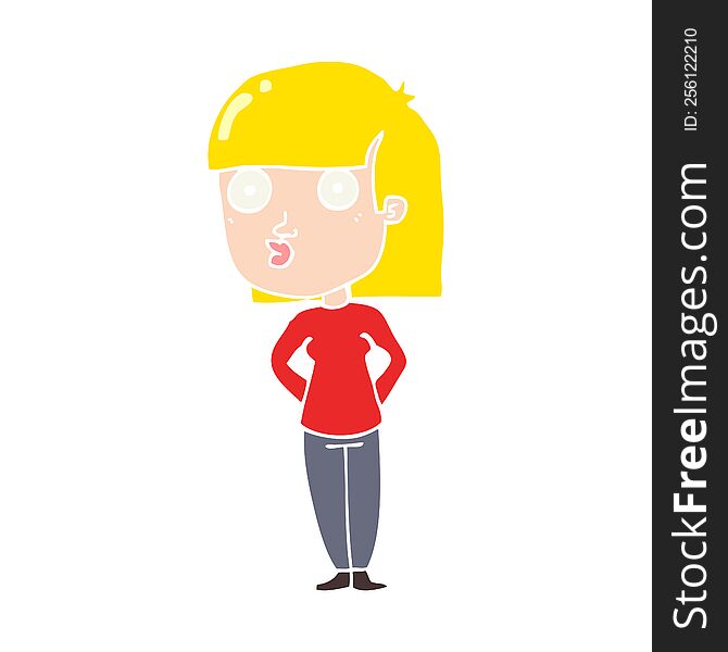 flat color style cartoon woman staring