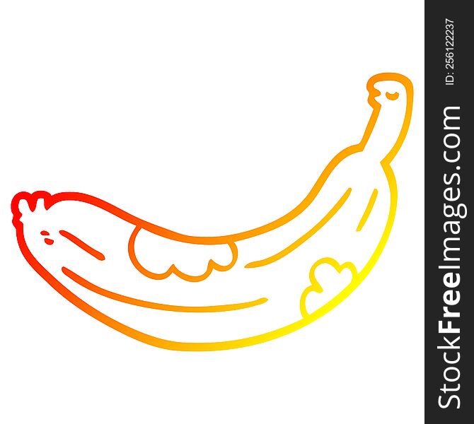 Warm Gradient Line Drawing Cartoon Turning Banana