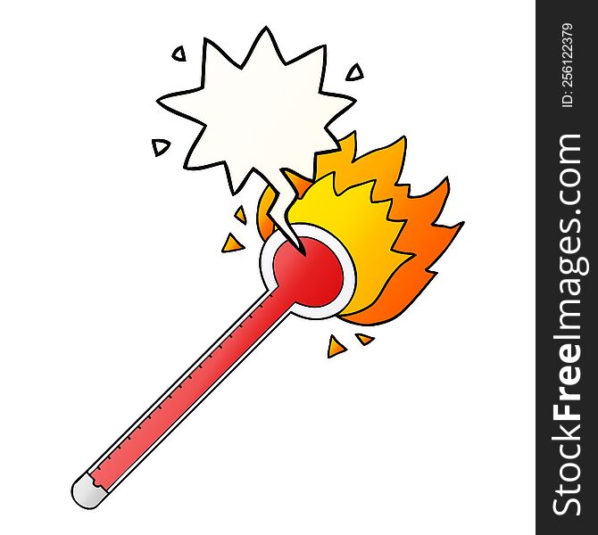 cartoon thermometer with speech bubble in smooth gradient style
