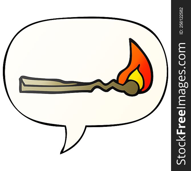 cartoon burning match and speech bubble in smooth gradient style