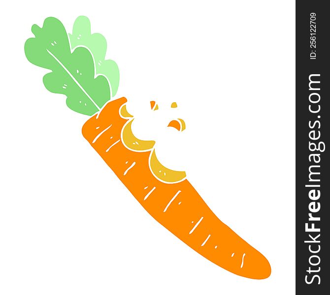 Flat Color Illustration Of A Cartoon Bitten Carrot