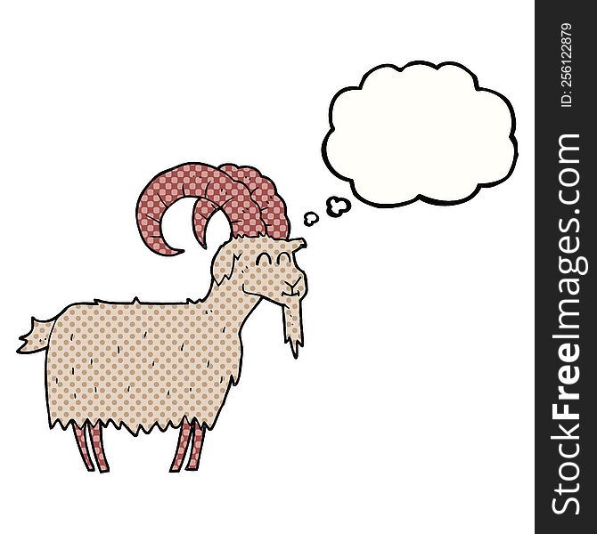 freehand drawn thought bubble cartoon goat