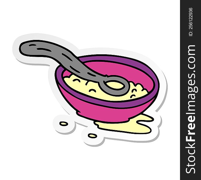 hand drawn sticker cartoon doodle of a cereal bowl