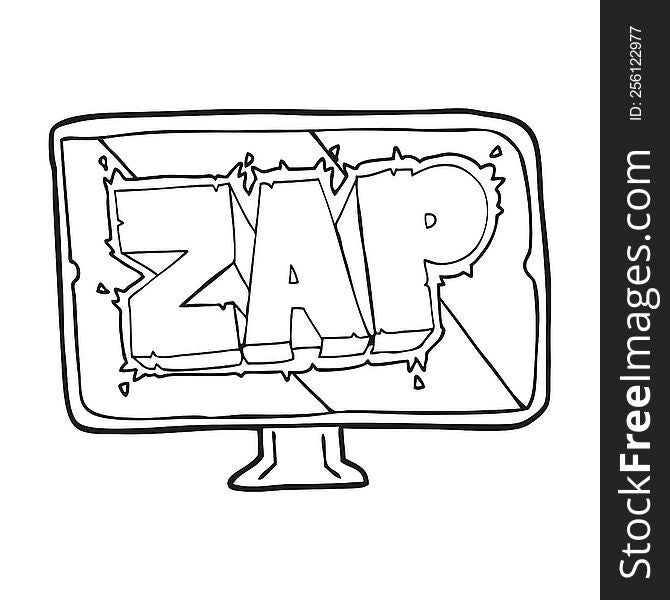 freehand drawn black and white cartoon zap screen
