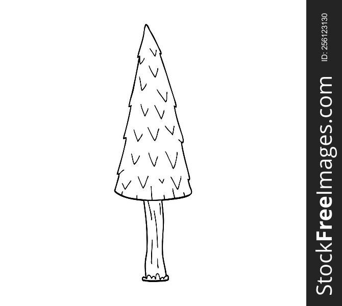 Line Drawing Cartoon Christmas Tree