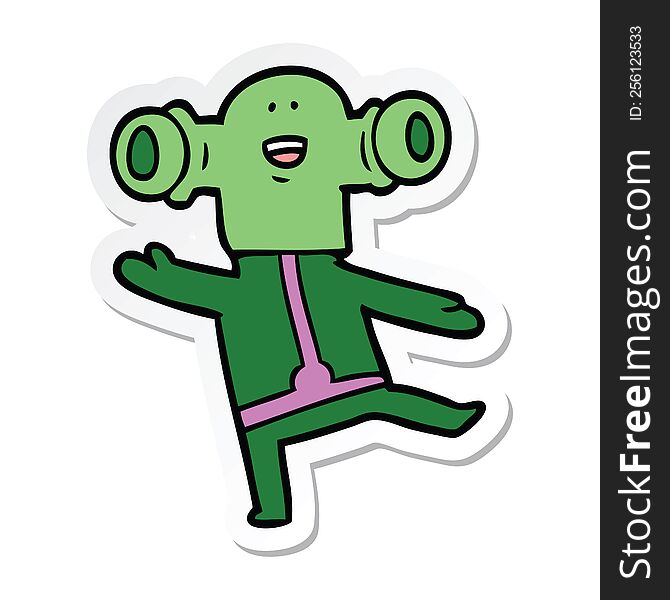 Sticker Of A Friendly Cartoon Alien