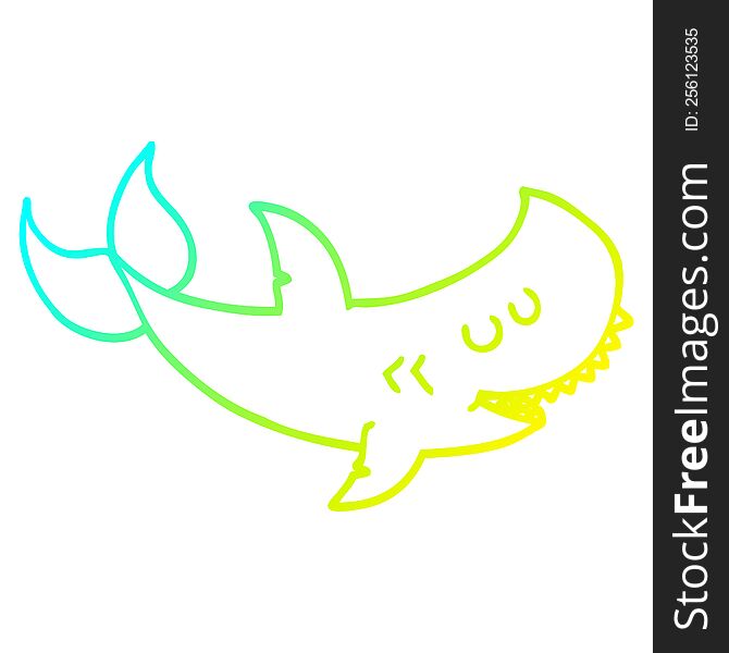 Cold Gradient Line Drawing Cartoon Shark