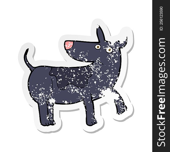 retro distressed sticker of a funny cartoon dog