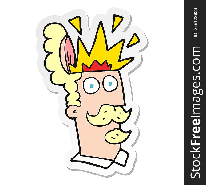 Sticker Of A Cartoon Man With Exploding Head