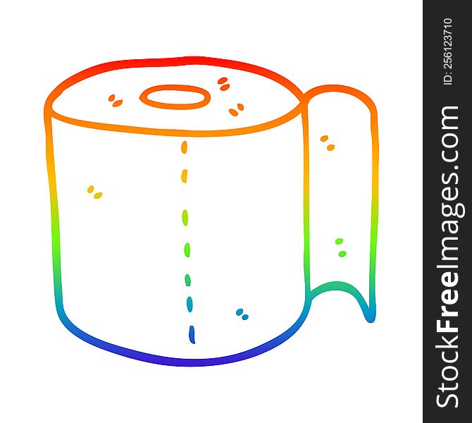 rainbow gradient line drawing of a cartoon toilet roll