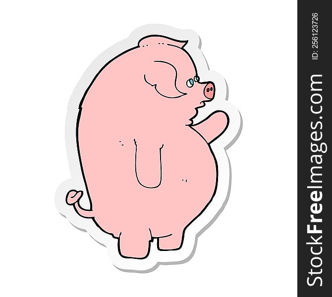 sticker of a cartoon fat pig