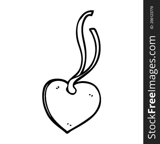 Line Drawing Cartoon Heart Tag