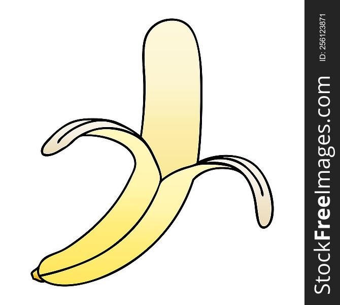 gradient shaded quirky cartoon banana. gradient shaded quirky cartoon banana