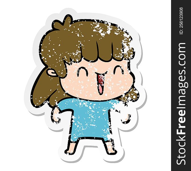 Distressed Sticker Of A Cartoon Worried Woman