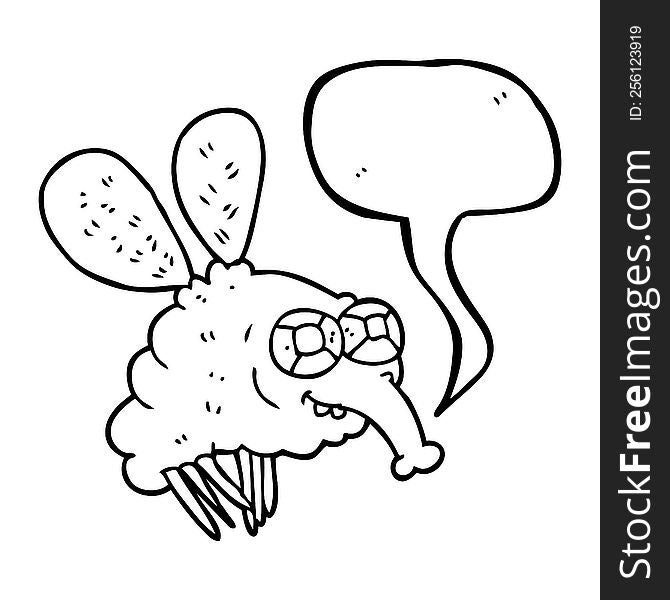 freehand drawn speech bubble cartoon fly