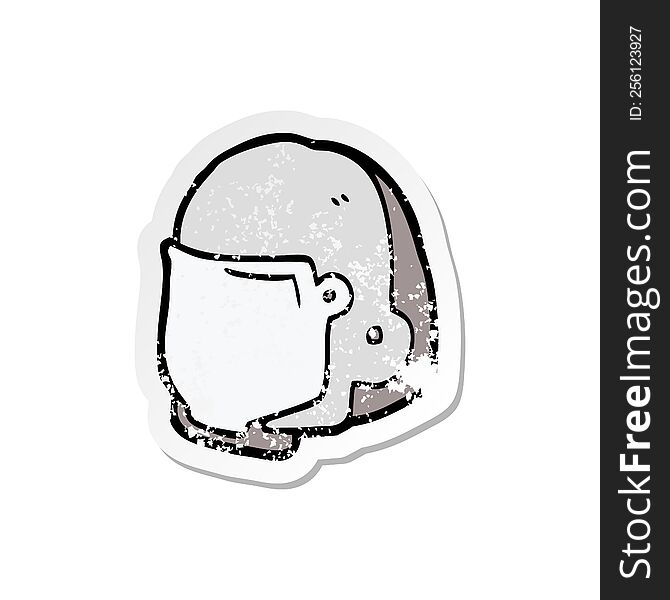 distressed sticker of a cartoon space helmet