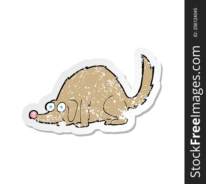 Retro Distressed Sticker Of A Cartoon Happy Dog