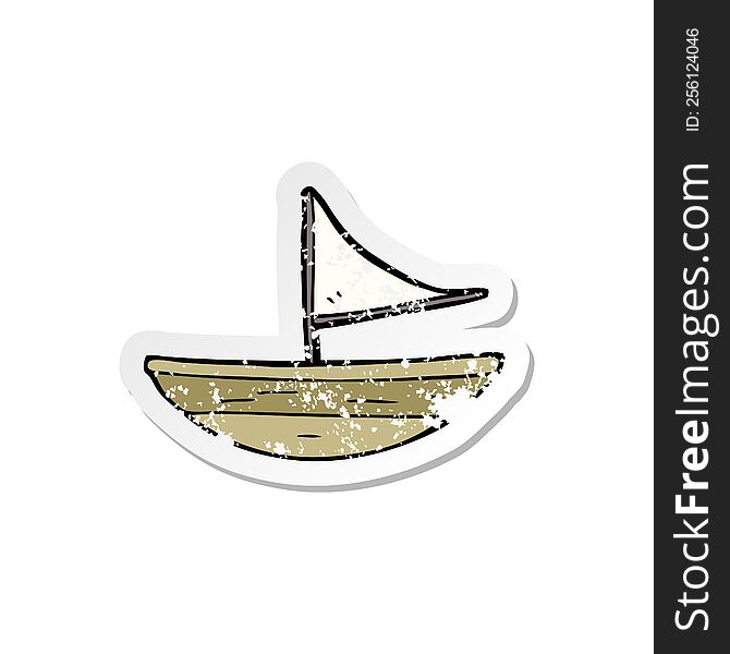 retro distressed sticker of a cartoon boat