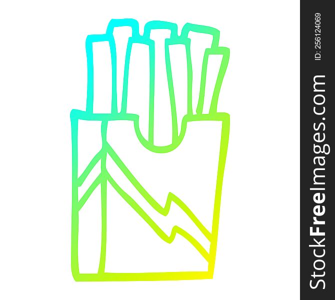 Cold Gradient Line Drawing Cartoon Fast Food Fries