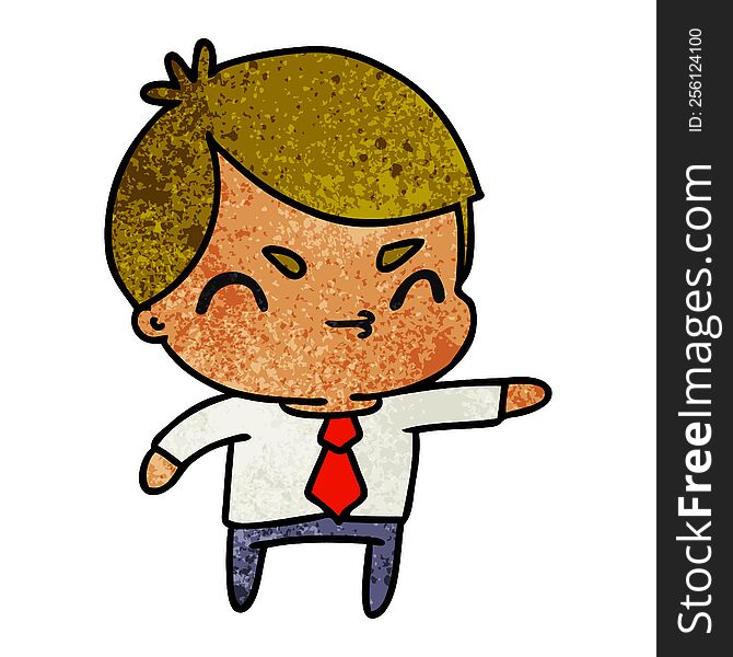 textured cartoon illustration of a kawaii cute boy. textured cartoon illustration of a kawaii cute boy