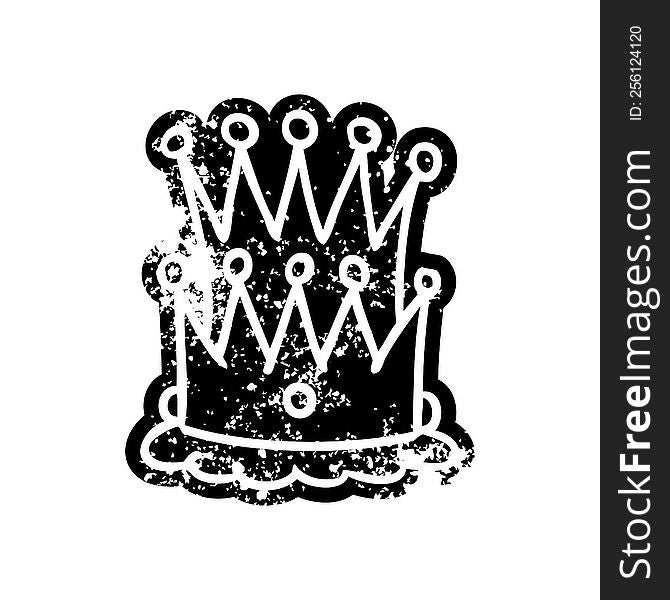 grunge distressed icon of two crowns. grunge distressed icon of two crowns