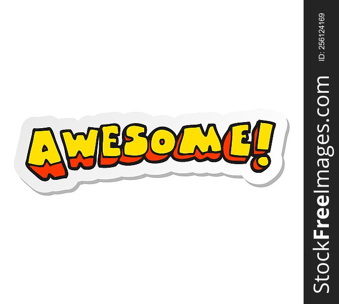 Sticker Of A Cartoon Awesome Word