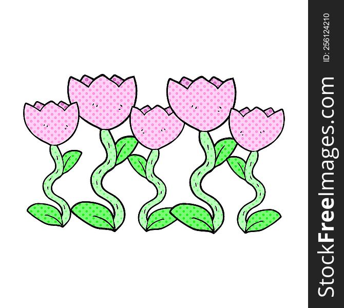 freehand cartoon drawing of flowers. freehand cartoon drawing of flowers