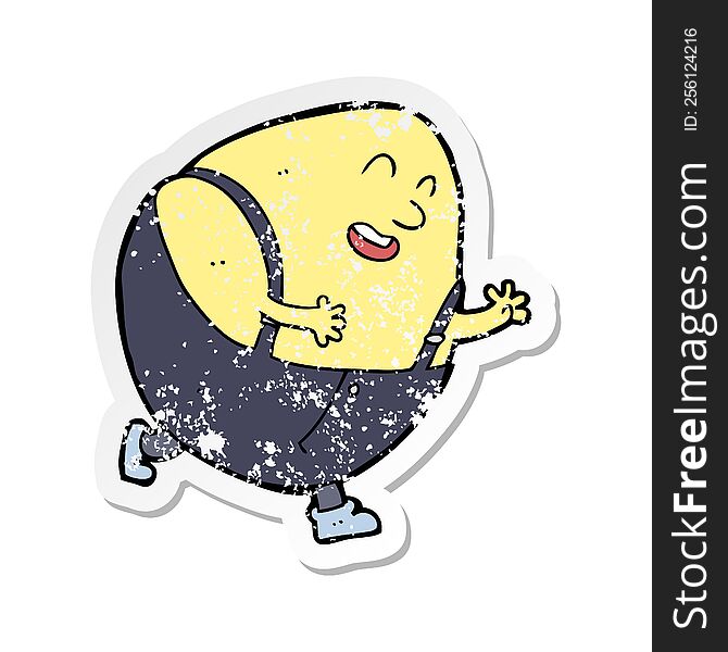 retro distressed sticker of a cartoon humpty dumpty egg character