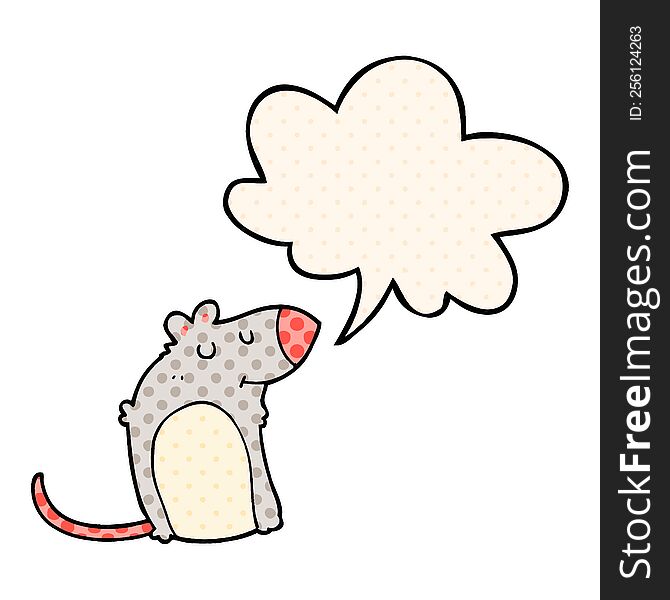 cartoon fat rat with speech bubble in comic book style