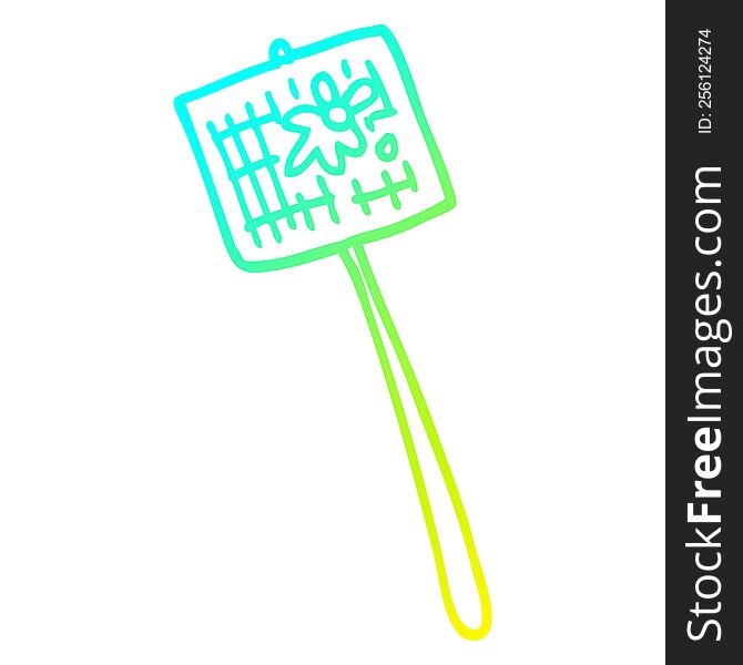 cold gradient line drawing of a cartoon fly swatter