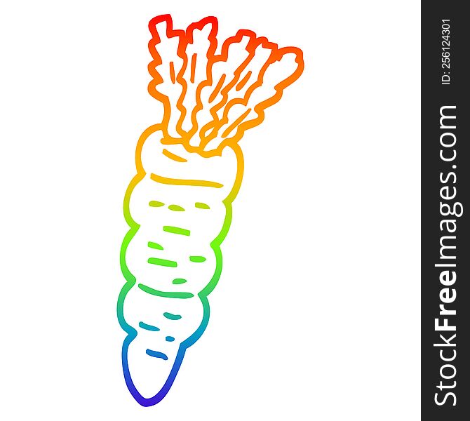 Rainbow Gradient Line Drawing Cartoon Carrot