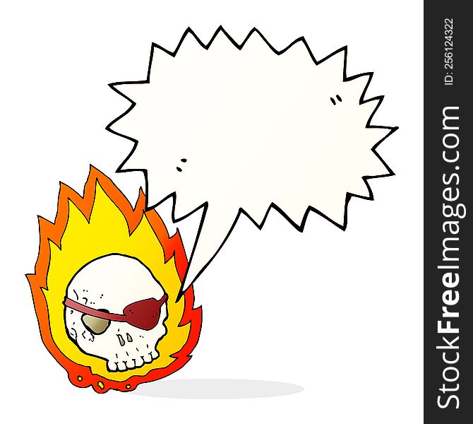 Cartoon Burning Skull With Speech Bubble
