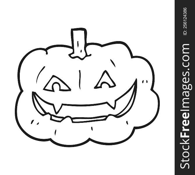 Black And White Cartoon Spooky Pumpkin