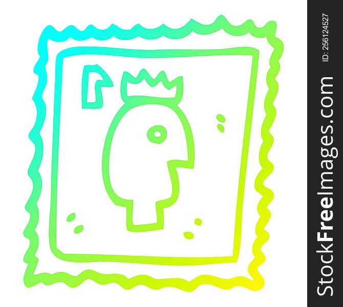 cold gradient line drawing of a cartoon stamp for postage