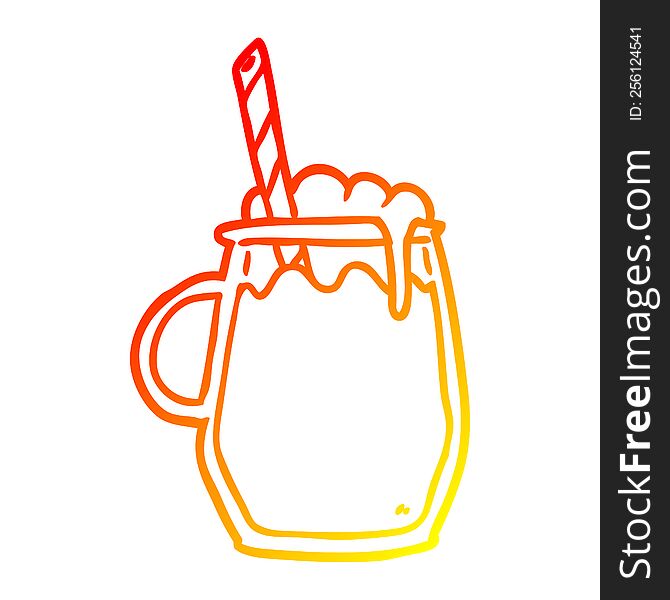 Warm Gradient Line Drawing Glass Of Root Beer With Straw