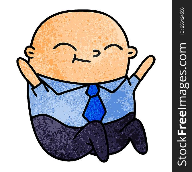 Textured Cartoon Of Kawaii Bald Man