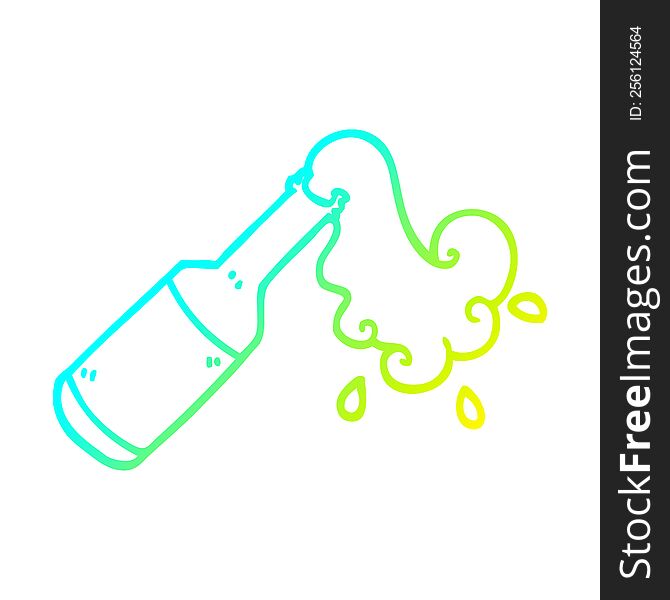cold gradient line drawing of a cartoon foaming bottle