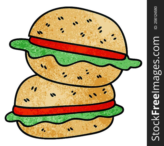 hand drawn quirky cartoon veggie burger. hand drawn quirky cartoon veggie burger