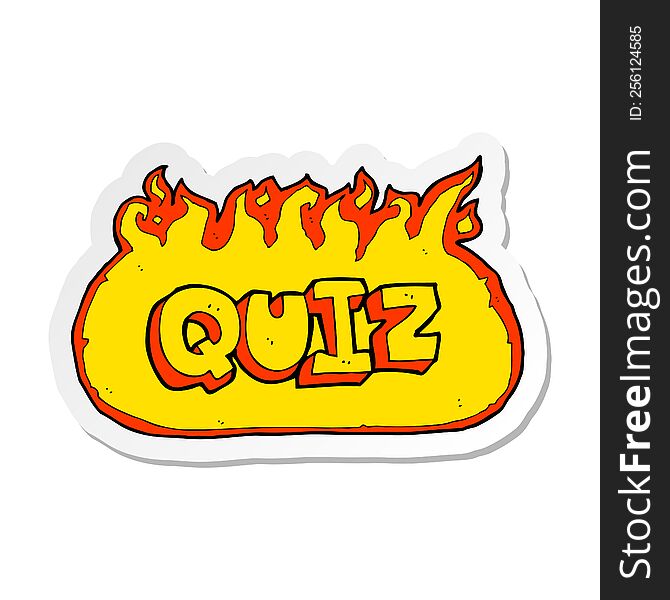 sticker of a quiz sign cartoon
