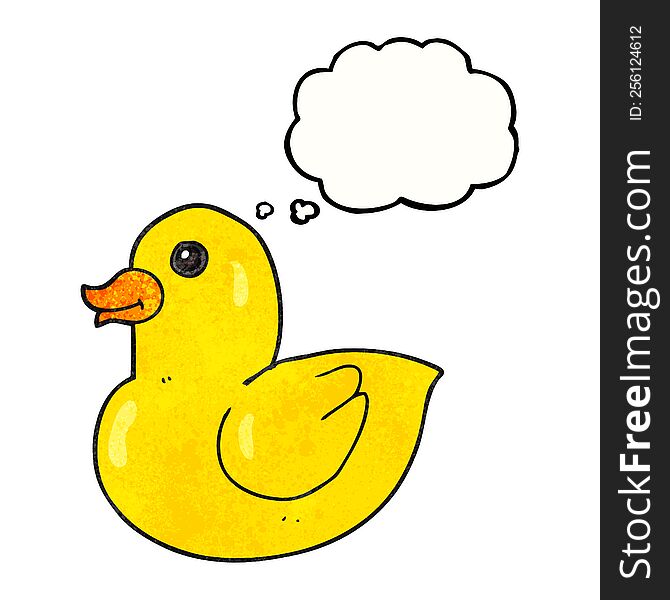 freehand drawn thought bubble textured cartoon rubber duck