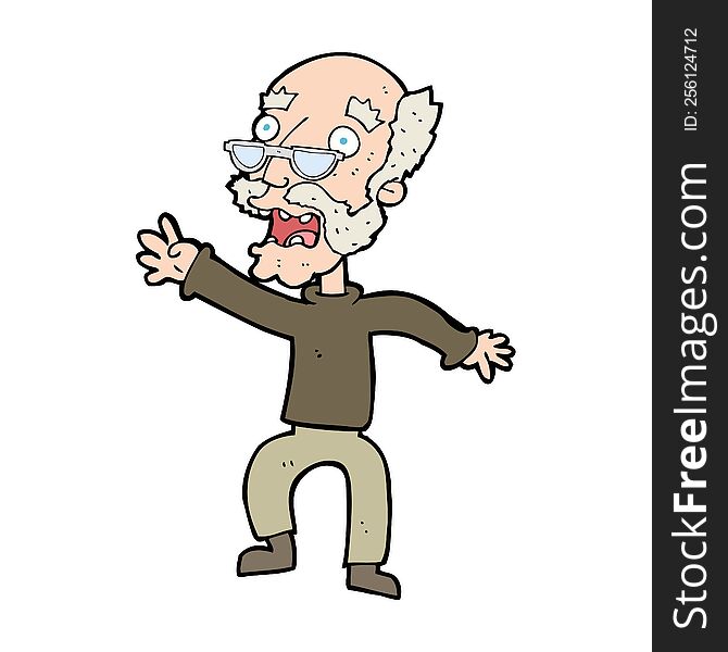 cartoon frightened old man