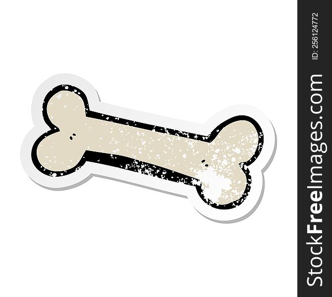 distressed sticker of a cartoon bone