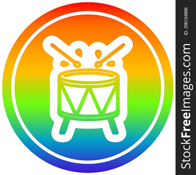 beating drum circular icon with rainbow gradient finish. beating drum circular icon with rainbow gradient finish