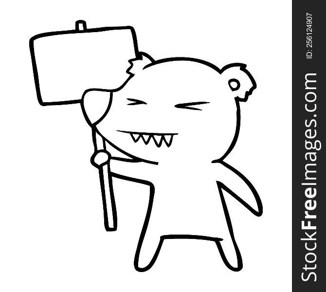 angry bear cartoon protesting. angry bear cartoon protesting