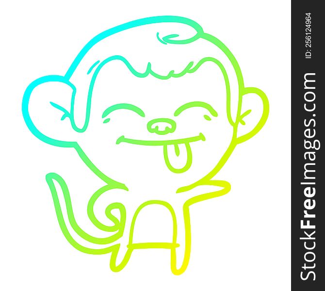 Cold Gradient Line Drawing Funny Cartoon Monkey Pointing