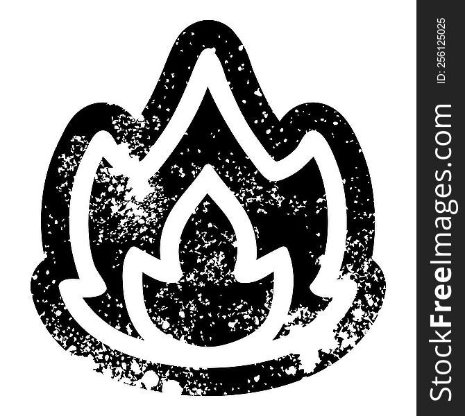 simple flame distressed icon symbol