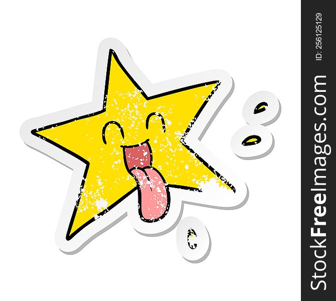Distressed Sticker Of A Cartoon Star