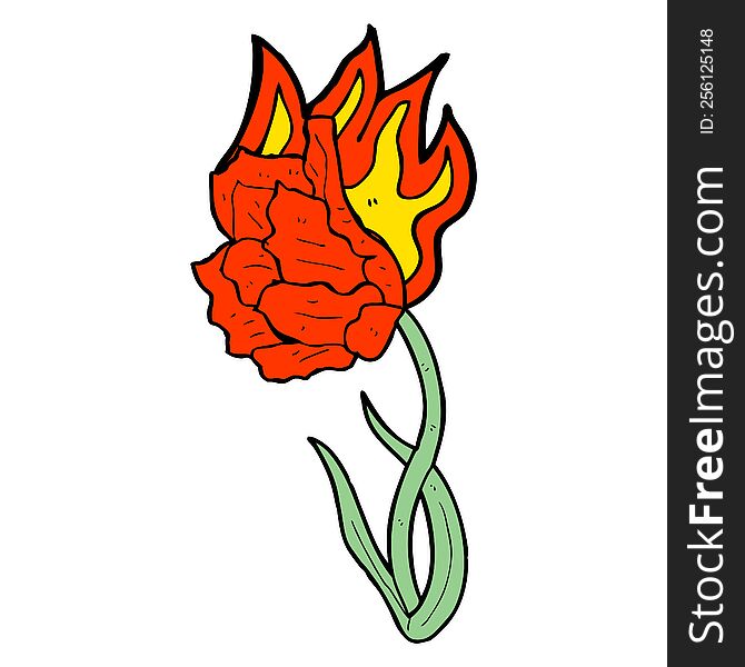 cartoon flaming flower